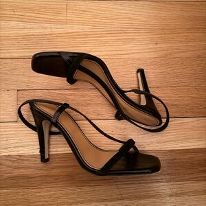 French Connection Black Strappy High Heel Sandals croc embossed 38